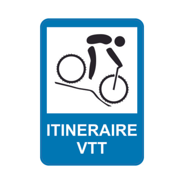 Panneau d'info rectangle Dibon 35x50cm "Itinéraire VTT" REC-DIB214